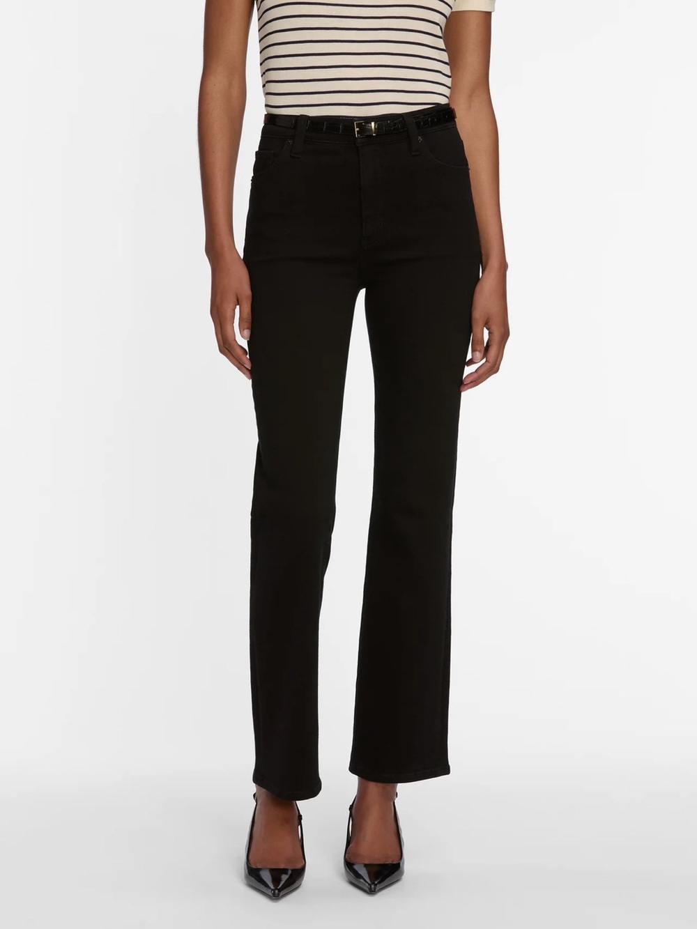 Frame Pixie Le Sleek Straight Black Jeans 31 SHORT